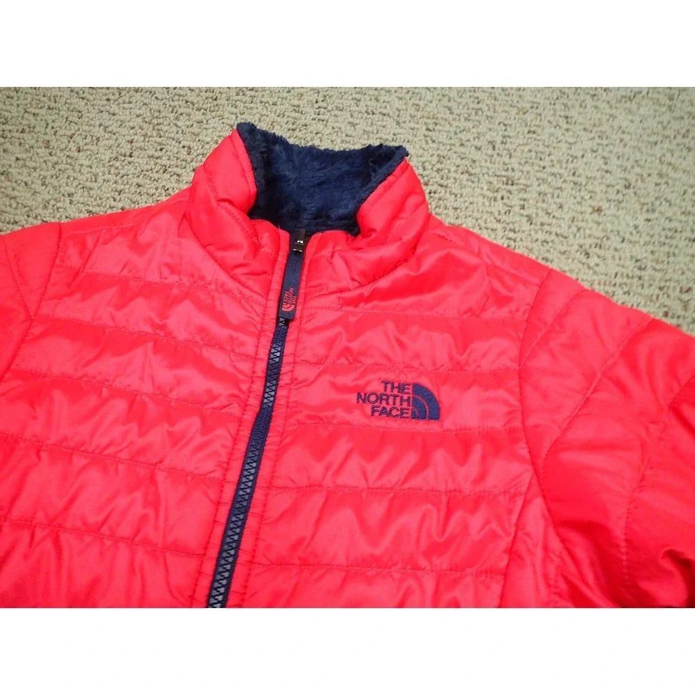 The North Face Reversible Jacket Girls Large‎ 14/16 Pink Navy Excellent Puffer